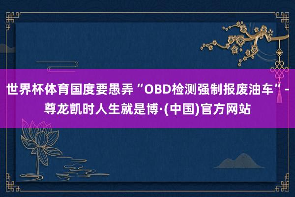 世界杯体育国度要愚弄“OBD检测强制报废油车”-尊龙凯时人生就是博·(中国)官方网站