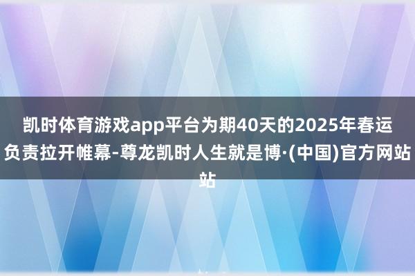 凯时体育游戏app平台为期40天的2025年春运负责拉开帷幕-尊龙凯时人生就是博·(中国)官方网站