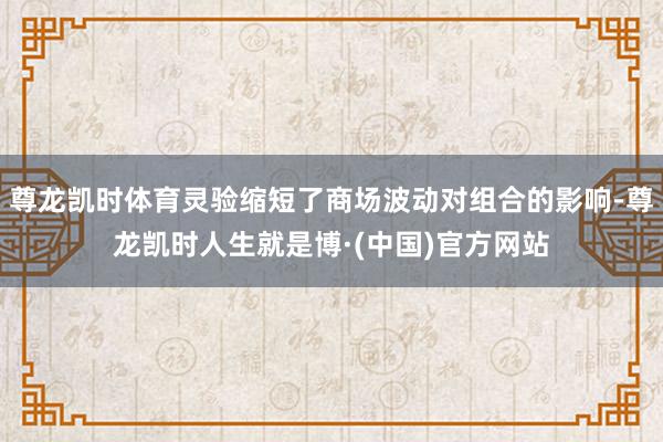 尊龙凯时体育灵验缩短了商场波动对组合的影响-尊龙凯时人生就是博·(中国)官方网站