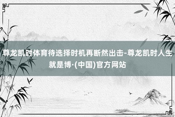 尊龙凯时体育待选择时机再断然出击-尊龙凯时人生就是博·(中国)官方网站