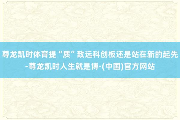 尊龙凯时体育提“质”致远科创板还是站在新的起先-尊龙凯时人生就是博·(中国)官方网站