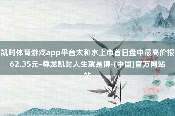 凯时体育游戏app平台太和水上市首日盘中最高价报62.35元-尊龙凯时人生就是博·(中国)官方网站