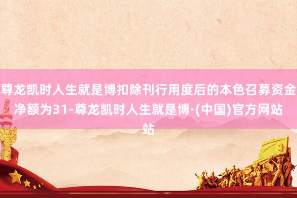 尊龙凯时人生就是博扣除刊行用度后的本色召募资金净额为31-尊龙凯时人生就是博·(中国)官方网站