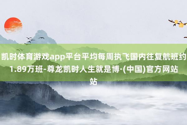 凯时体育游戏app平台平均每周执飞国内往复航班约1.89万班-尊龙凯时人生就是博·(中国)官方网站