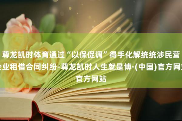 尊龙凯时体育通过“以保促调”得手化解统统涉民营企业租借合同纠纷-尊龙凯时人生就是博·(中国)官方网站