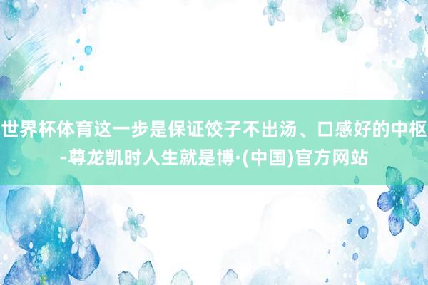 世界杯体育这一步是保证饺子不出汤、口感好的中枢-尊龙凯时人生就是博·(中国)官方网站